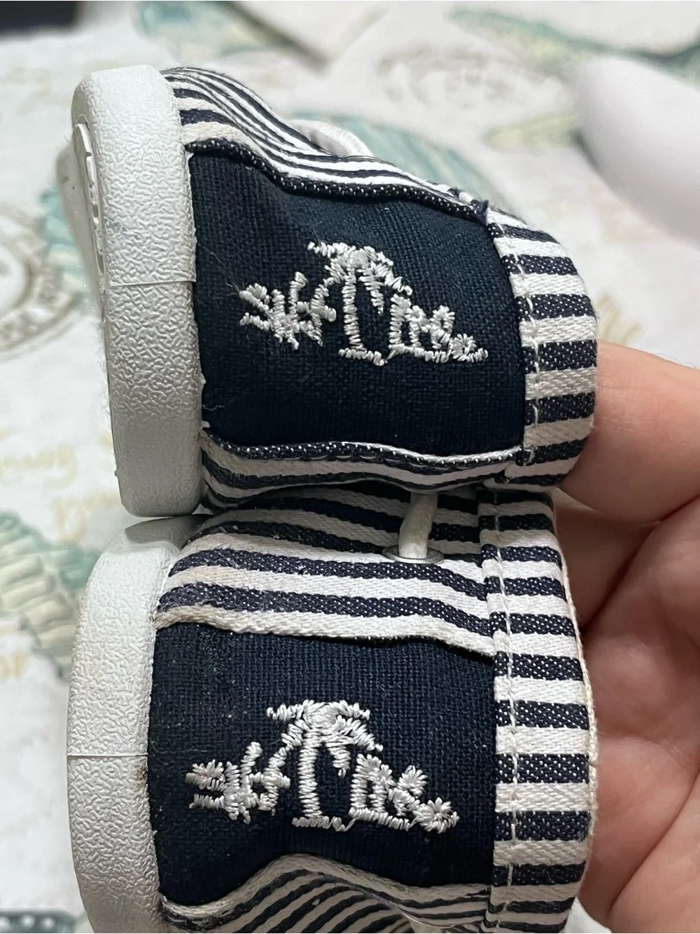 Salt Lofe Striped Slip-On Canvas Flats - Navy and White